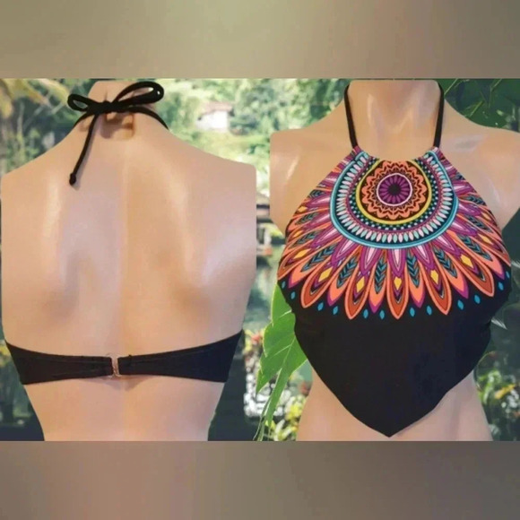 Boho Gypsy Festival Indie  Multicolored Haltertop Women's Size Large - Picture 1 of 4